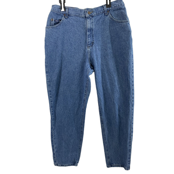 Lee Original Jeans Womens Plus Size 18 S Medium Wash Denim Straight Mom Hi Rise - Picture 1 of 11